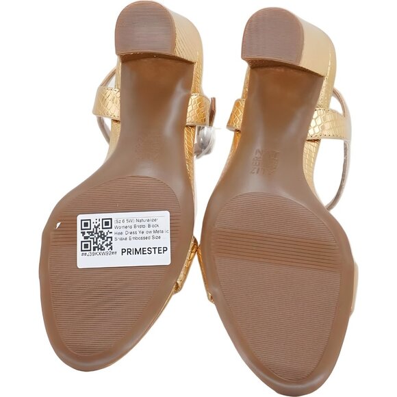Naturalizer Bristol Block Heel Dress Sandal Metallic Gold Snake Women's US 6.5W - Picture 6 of 6